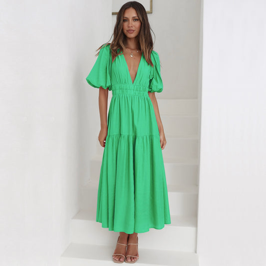 Green maxi dress for summer